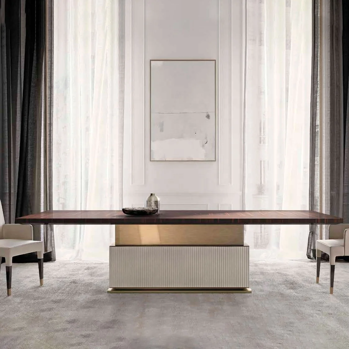 

Высококачественный 10-местный итальянский прямоугольный современный обеденный стол, большой роскошный мебельный обеденный стол