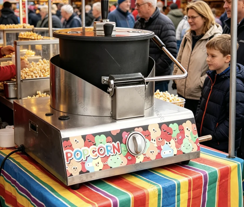 

Commercial Gas Popcorn Maker 10oz, 12V Portable Popcorn Machine with AC Adapter, Customizable Color for Event Catering