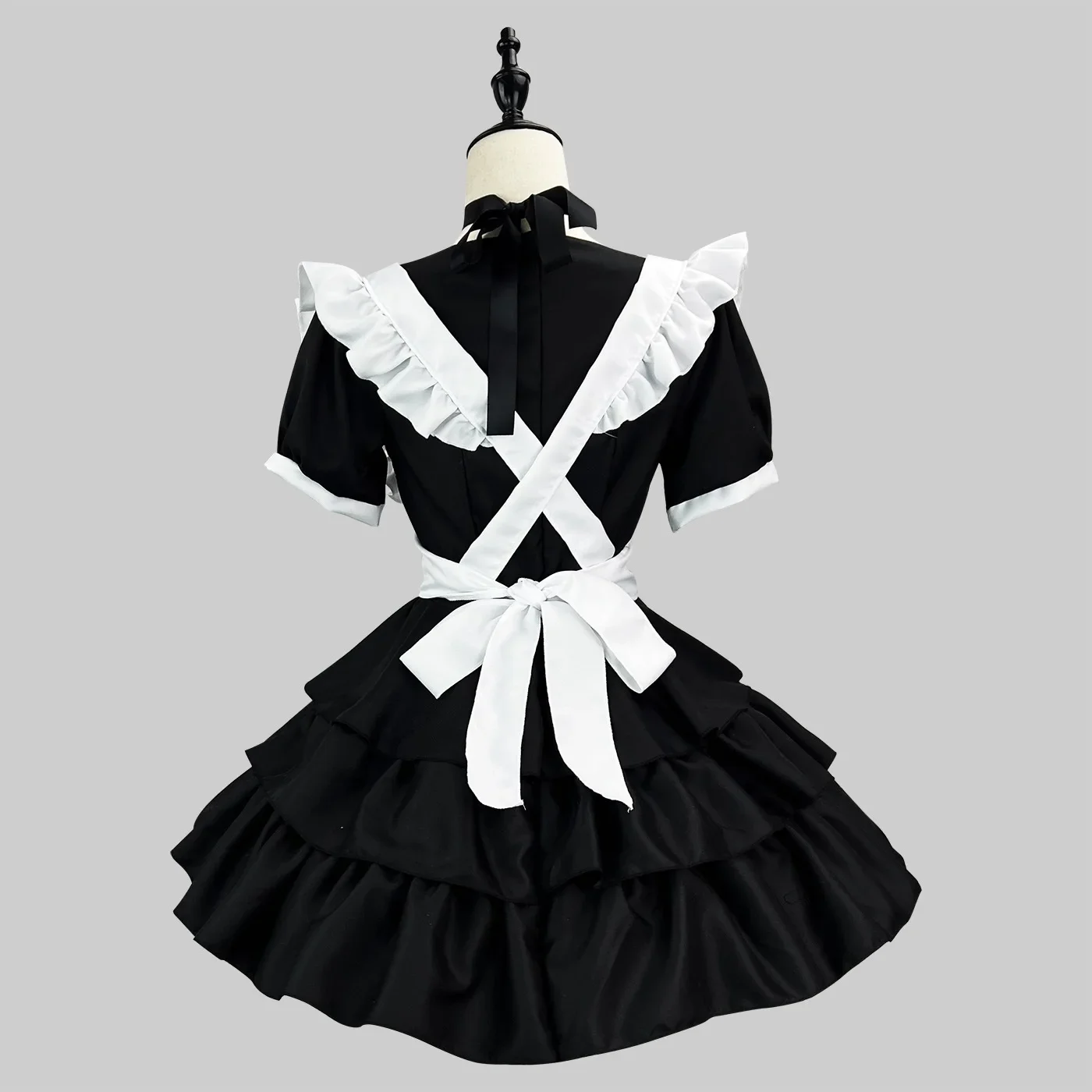 Black Cute Lolita Maid Dress Cosplay Maid Fringed Dress Waitress Maid Party Stage Costumes