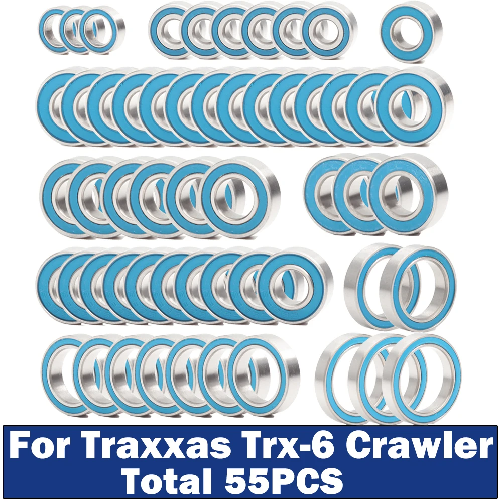 TRX6 Bearing Kit ( 55 PCS ) Compatible with Traxxas TRX-6 Crawler Front Rear Axle Ball Bearings Set