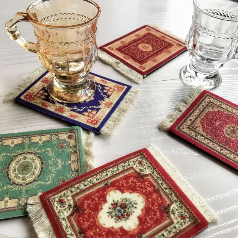 9X11CM INS Vintage Tassel Coaster Persian Style Thermal Insulation Mat Dining Mat Cup Home Food Product Photography Decor Props