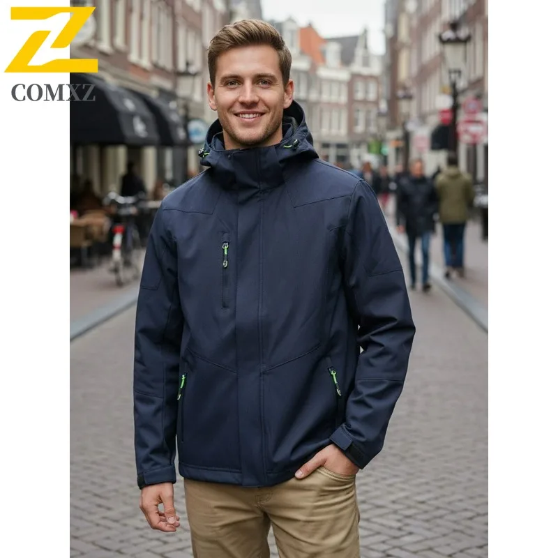 

COMXZ Мужская дорожная куртка Уютный уличный дизайн Морозостойкое пальто Высококачественная походная ветрозащитная теплая зимняя новая одежда с капюшоном