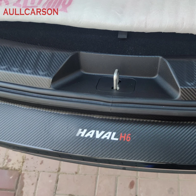 For GWM Haval H6 2024 2023 2022 Car Door Sill Pedal Board Cover Trim Carbon Fiber Rear Bumper Trunk Sticker Auto Accessories