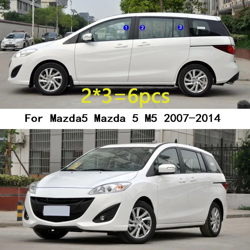 For Mazda5 Mazda 5 M5 2007-2014 Car TPU/Glossy Mirror Pillar Post Cover Door Trim Window Molding Stickers Plate Accessories 6pcs