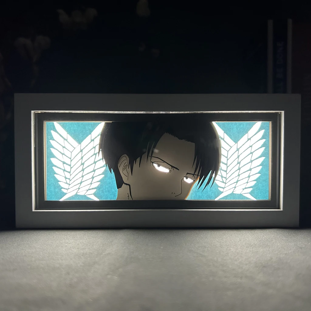 Paper Cut Shadow Lightbox Attack On Titan Room Decorations For Men Manga Desk Lamp Levi Face Eyes Anime Decor Gift For Boyfriend