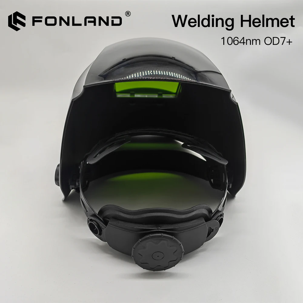 Fonland 90*110mm Laser Safety Helmet VLT 34% Welding Helmet OD7+ 900-1100nm Soldering Mask for Fiber Laser Marking Cutting