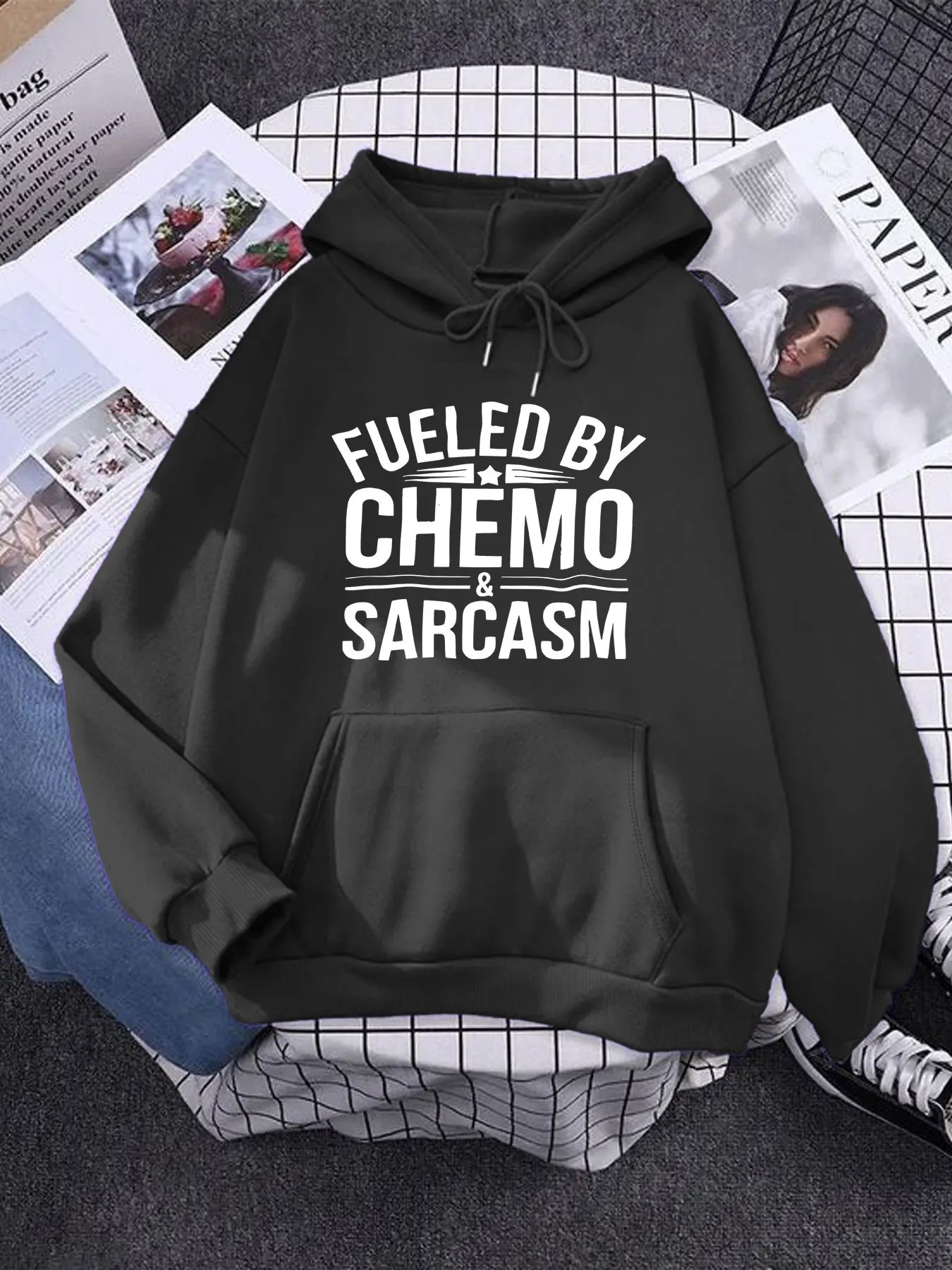 

Fun Chemotherapy Survivor Hoodie - A chemotherapy satirical power cancer warrior sweatshirt with kangaroo pockets