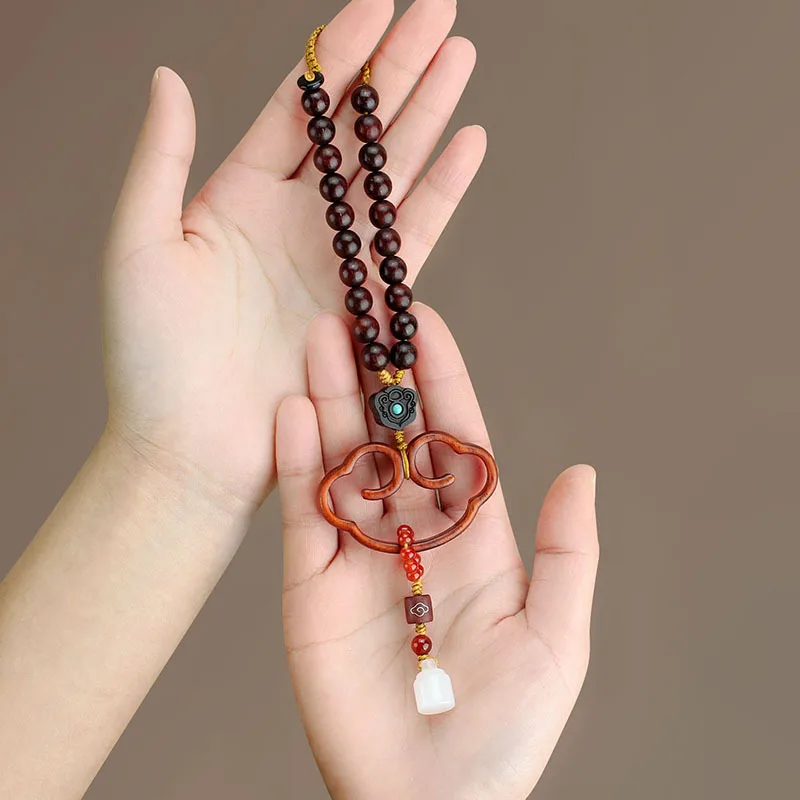 DIY accessories Retro Satisfaction Sandalwood Car Rearview Mirror Pendant High-end Car Hanging Jewelry Gift Gift Car Accessories