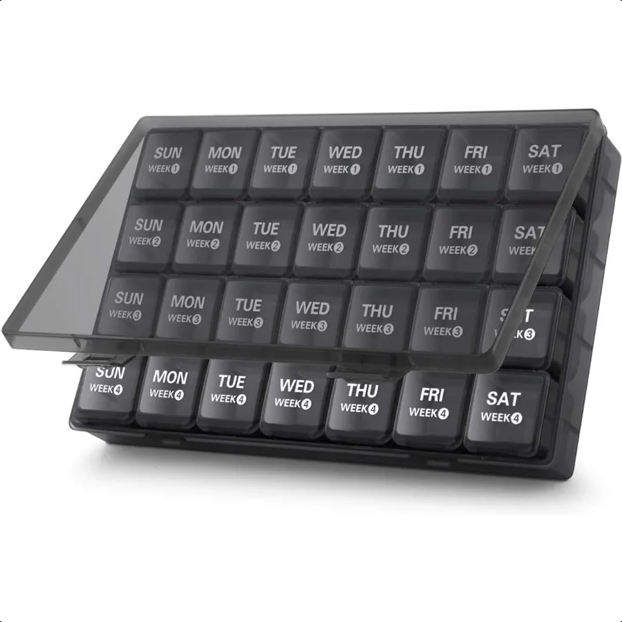 

Monthly Pill Organizer 28 Day Pill Box Large Medicine Pill Organizer 4 Weeks One Month Pill Box Pill Case Travel Pill Organizer
