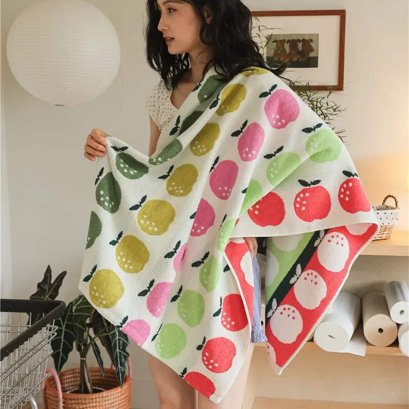 New Jacquard Towel Series Cute Fruit Pattern Jacquard Soft Skin Friendly Bath Towel