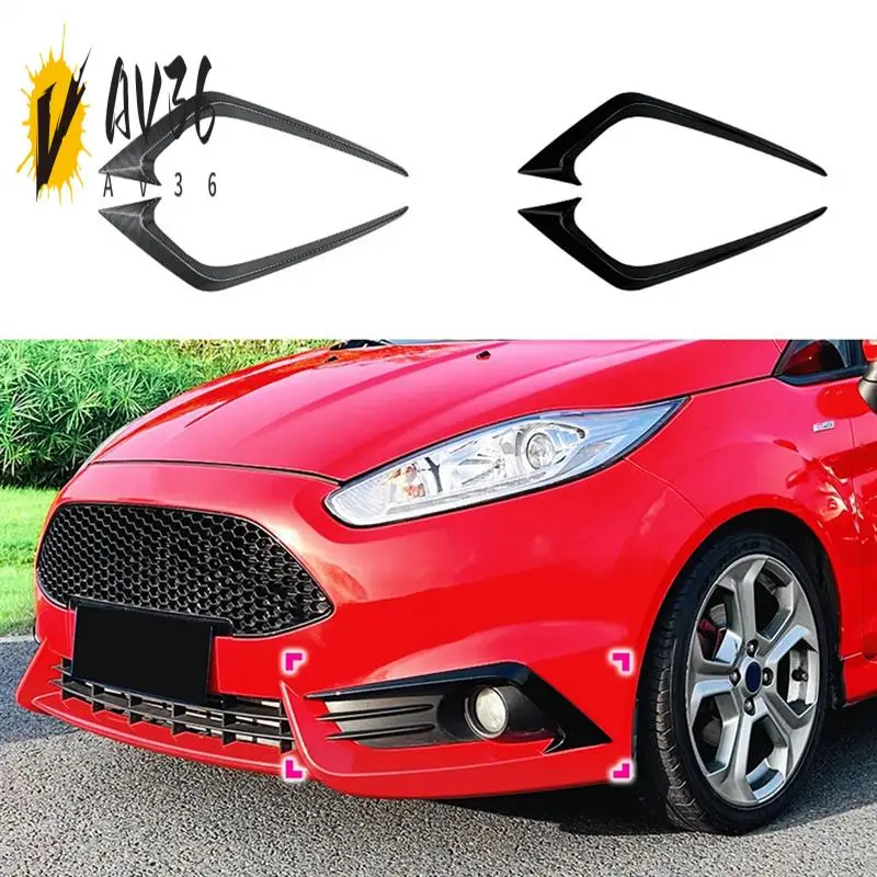 

AV36-Car Front Bumper Splitter Spoiler Decorative Trims Fog Light Canard For Ford Fiesta ST MK6 2012-2017