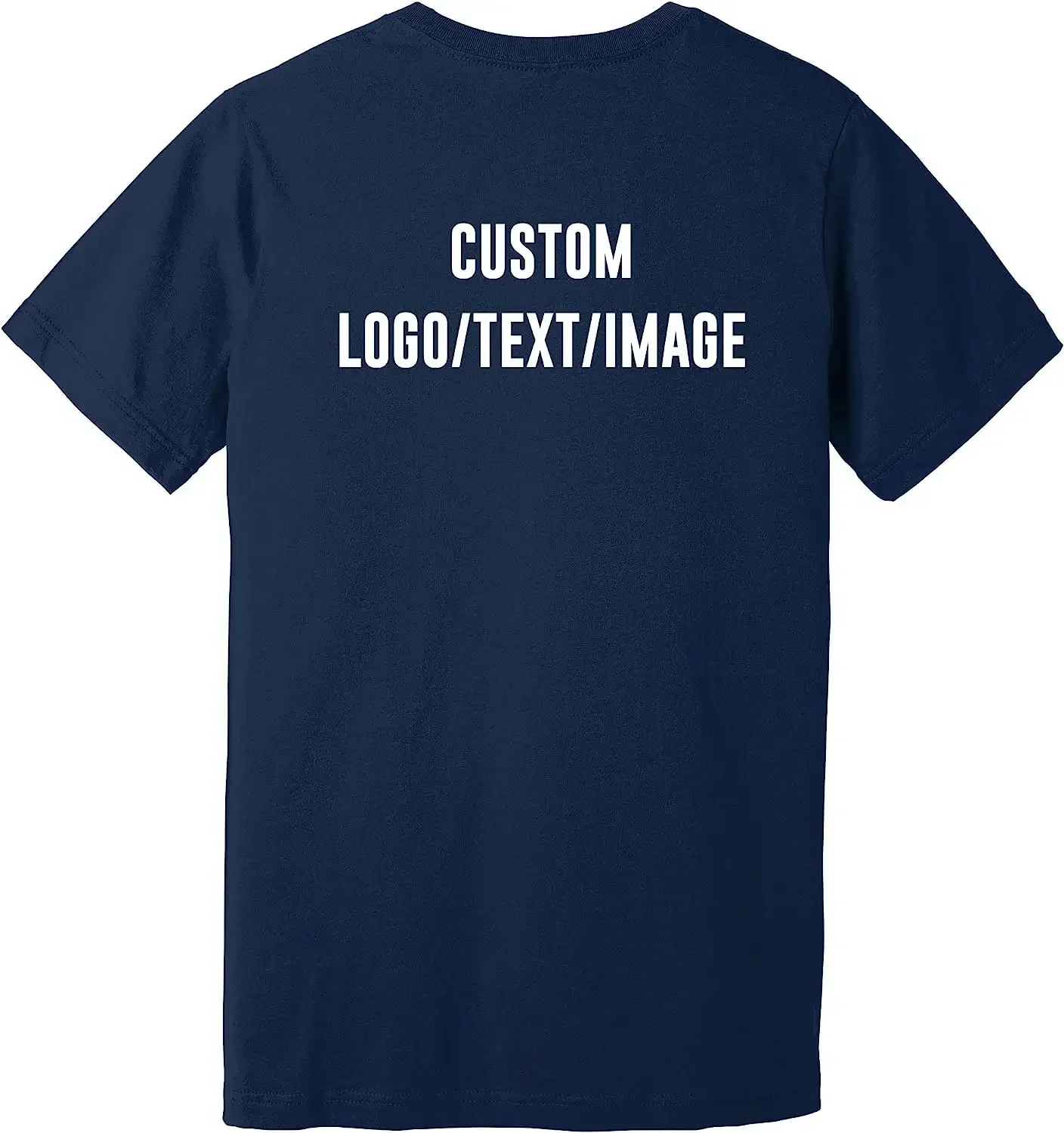 INK STITCH Unisex 3001 Cotton Jersey Design Your Own Custom Short Sleeve T-Shirts (Navy - L)