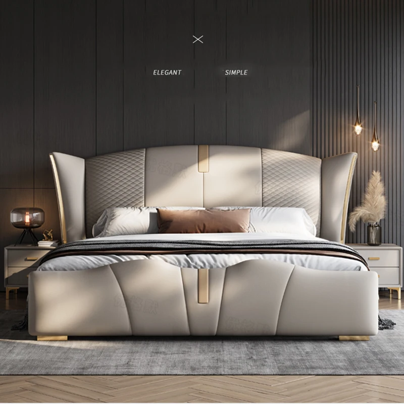 

Bedroom Luxury Bed Leather Double Big Modern Bed Italian Vintage Aesthetic Unique Muebles Para El Hogar Bedroom Furniture