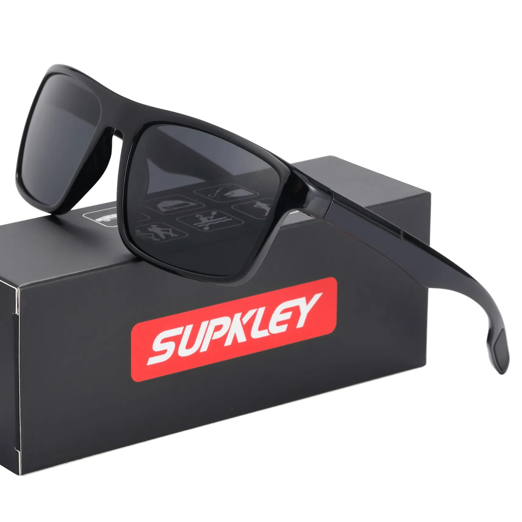 SUPKLEY Ultra Light TR90 Sunglasses Men HD Polarized Sun Glasses UVA& B Protection Eyewear Accessory with Original Package