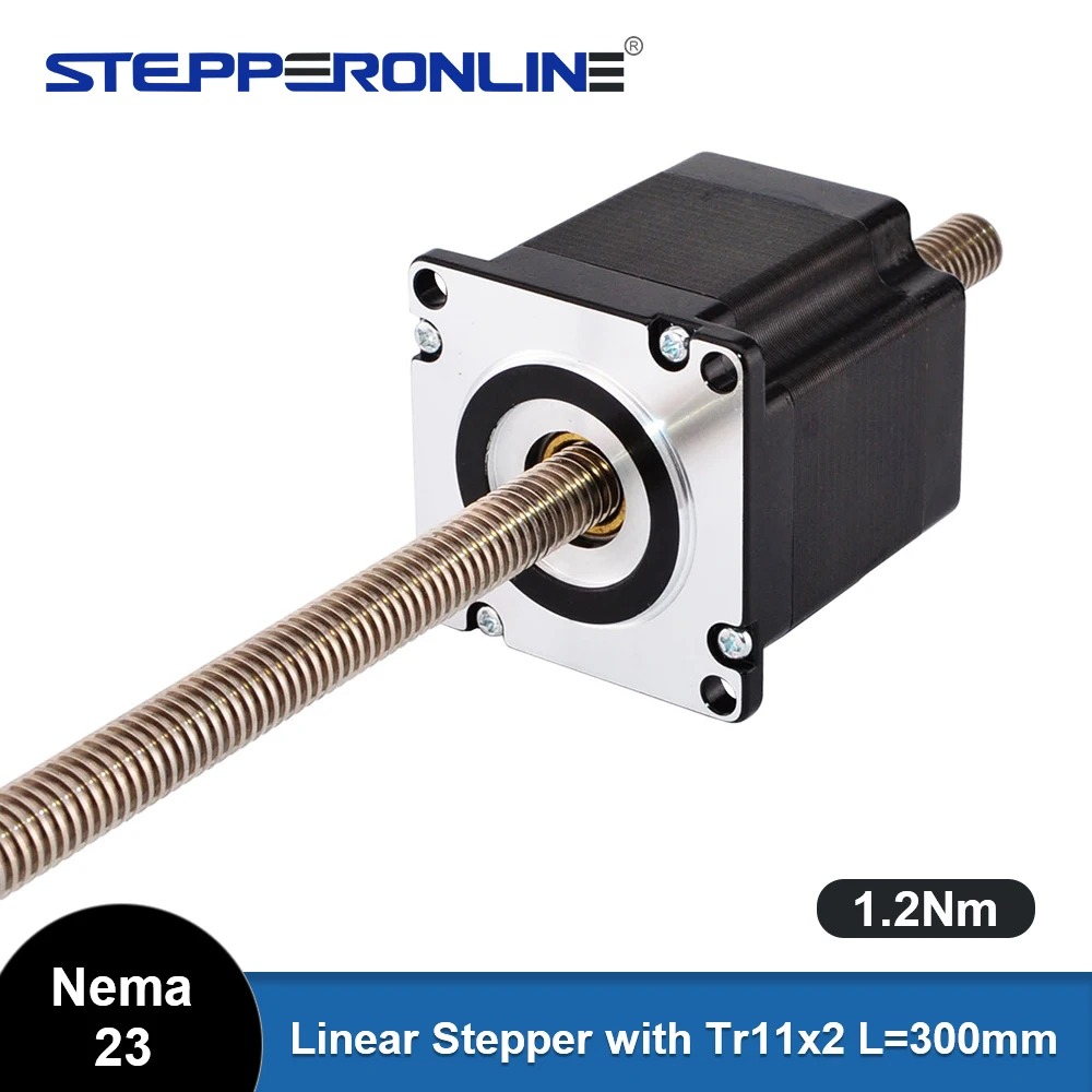 stepperonline-nema-23-motor-paso-a-paso-lineal-no-cautivo-4-plomo-56mm-pila-2a-plomo-2mm-007874-longitud-de-tornillo-de-plomo-300mm