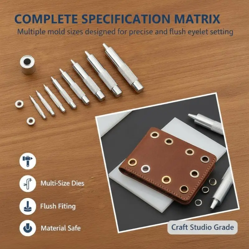 Universal Metal Eyelet Grommet Punch Tools DIY Rivet Installation Hole Making Kit for Most Fabric Leather Canvas Use