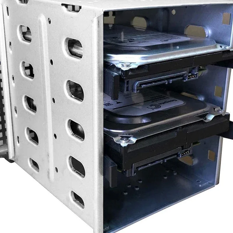 Caja de disco duro de 5,25 pulgadas a 5X3,5; SATA SAS HDD Cage Rack con ventilador, bandeja de disco duro, adaptador Caddy