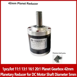 1pcs/lot 11:1 13:1 16:1 20:1 Planet Gearbox 42mm Planetary Reducer for DC Motor Shaft Diameter 5mm