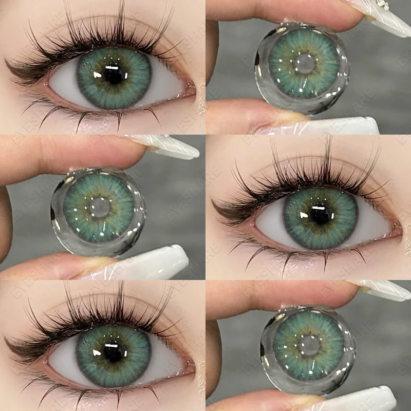 EYESHARE 1Pair Natural Colored Contact Lenses with Prescription Myopia Lenses with Degree Gray Pupils Lens Brown Lenses Yearly