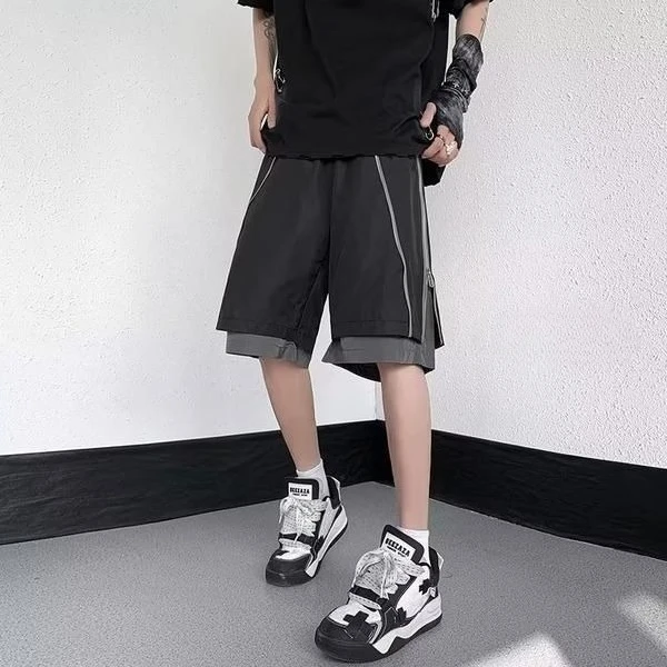 

Military Style Cargo Shorts Men Casual Loose Fit Streetwear with Zipper Pockets Summer Outdoor Shorts