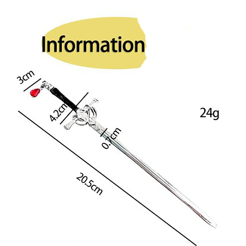 Chinese Style Sword Hairpin For Women Punk Ruby Hair Stick Ponytail Girls Hair Pins Diy Hairstyle Tools Daily Hair Accessories