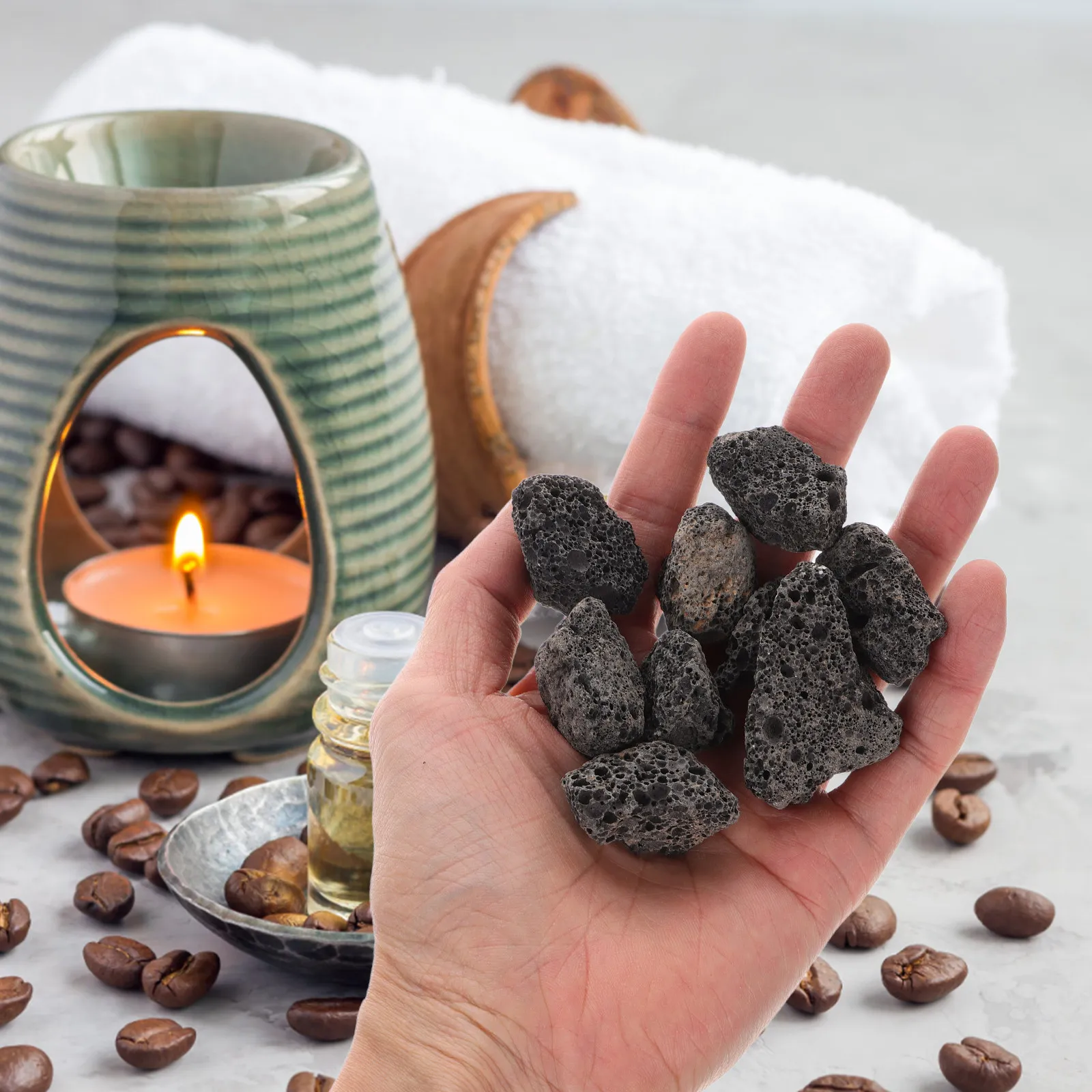 

1Set Aromatherapy Diffuser Stones Volcanic Rock Lava Stone for Essential Oils Safe Non Toxic Home Office Space Freshener