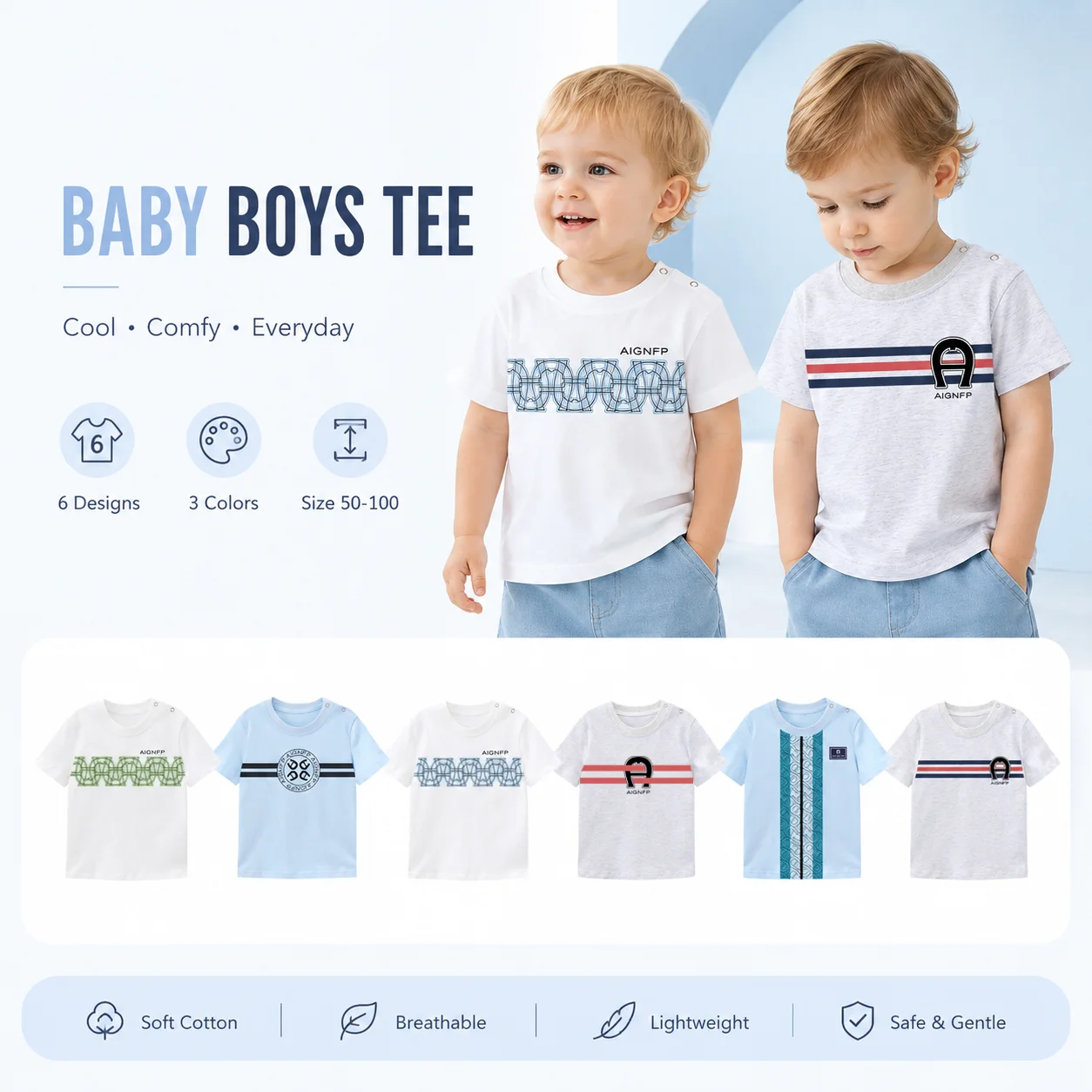 Newborn summer clothing 2026 new baby tees fashion casual Infant short sleeves letter print round-neck top Toddler boy T-shirt