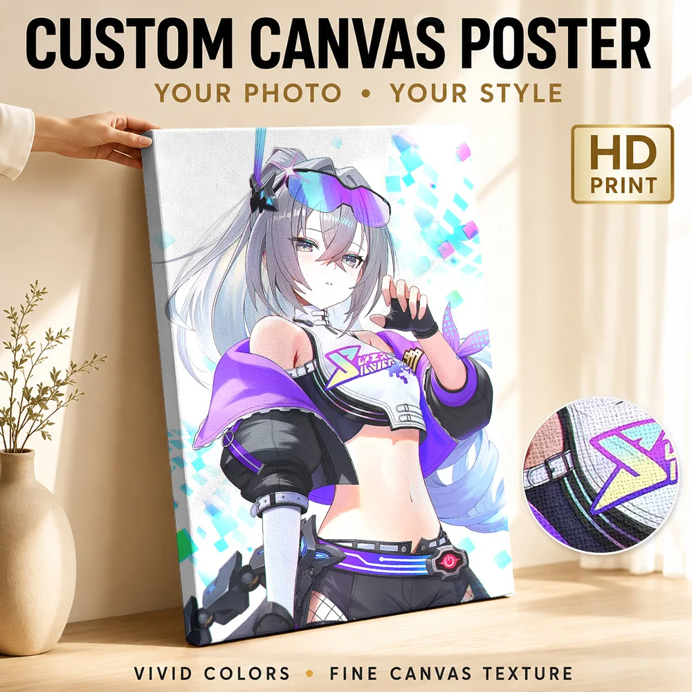 Honkai Star Rail Silver Wolf Canvas Poster Custom Photo Funny Animal Wall Art for Bedroom Decor Collectible Ready to Hang Gift
