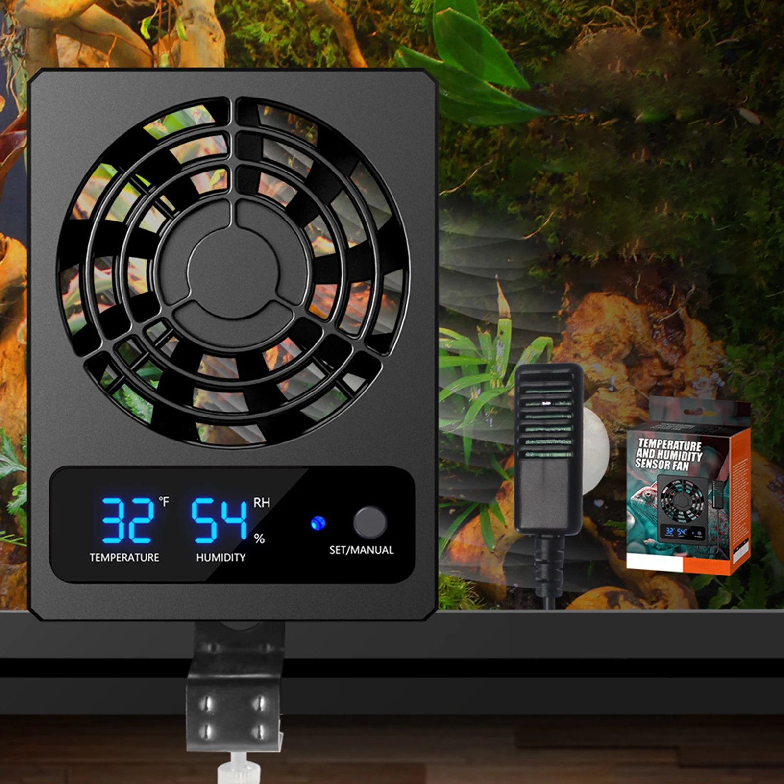 Reptiles Amphibians Fan with Automatic Switch Available Humidity Settings Fan Dehumidifier For Temperature Control Pets Products