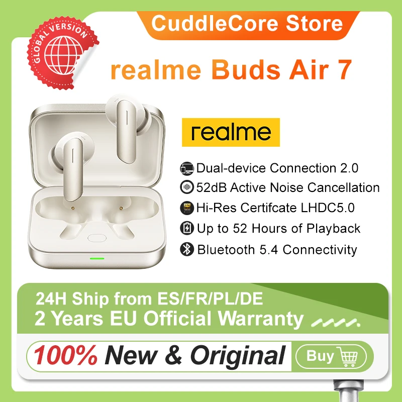 realme Buds Air 7 Wireless Bluetooth Earphones Headphones 52 Hours Battery Life For Smartphone realme GT7 Pro realme 14 Pro Plus