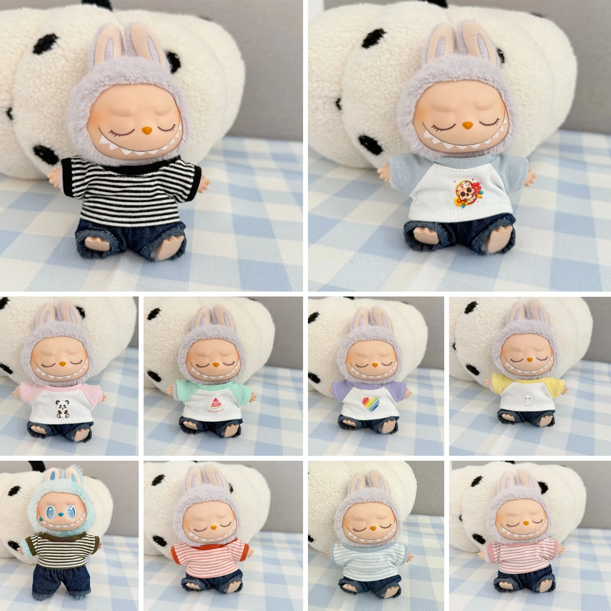 

Clothes For Labubu 1st - 3rd Gen 15/17cm Dolls - Adorable Casual Tee & Jeans Set Collection