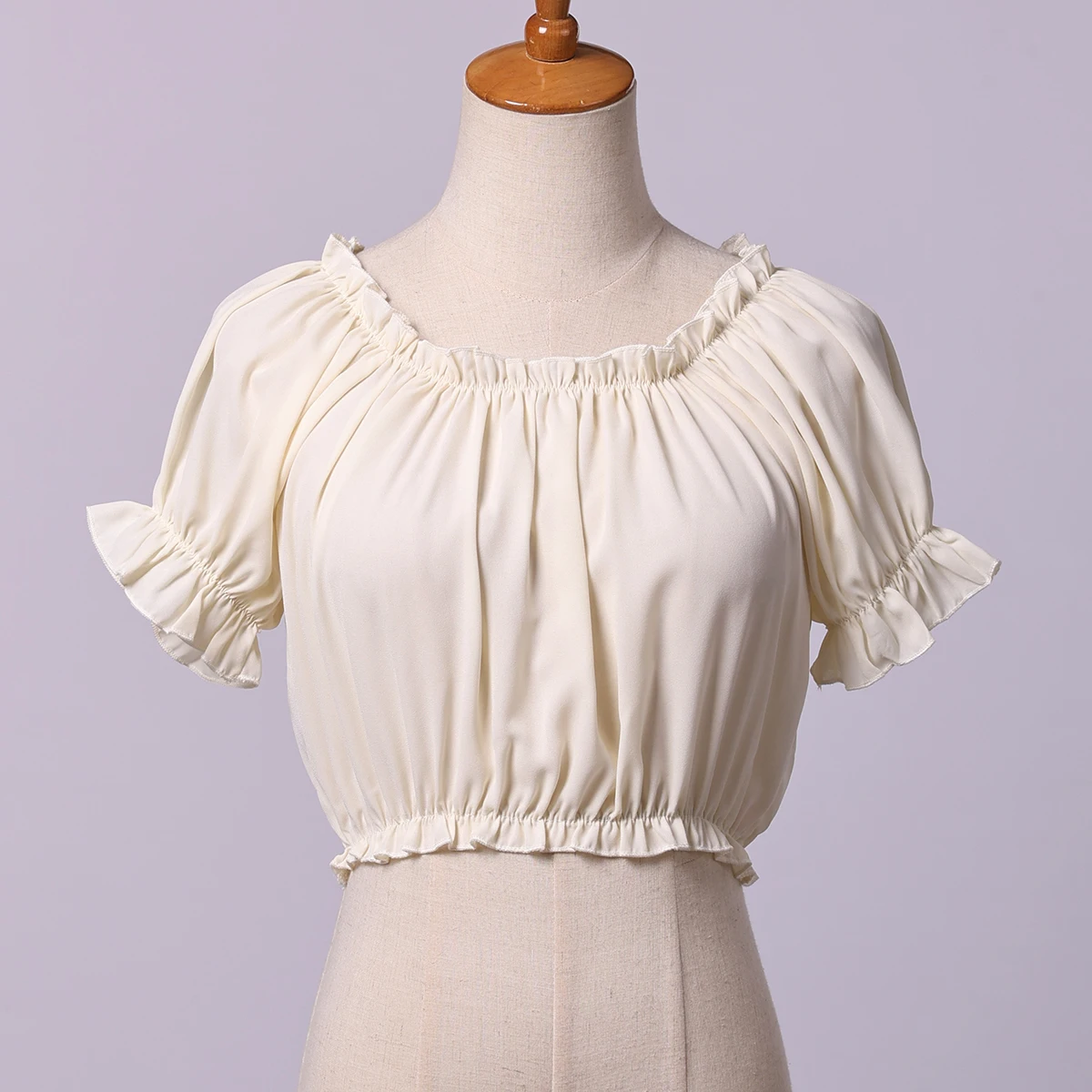 Sexy Women Lolita Blouse Crop Tops Short Sleeve Shoulder Off Chiffon Shirt