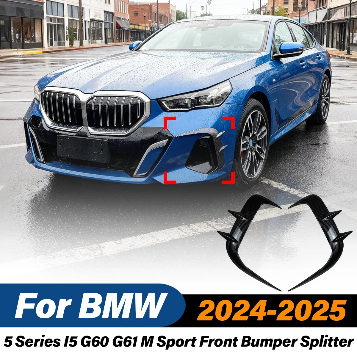 

Для BMW 5 серии I5 G60 G61 2024 2025 M спортивный автомобильный передний бампер сплиттер спортивный ветровой спойлер вентиляционный воздушный нож комплект модификации кузова