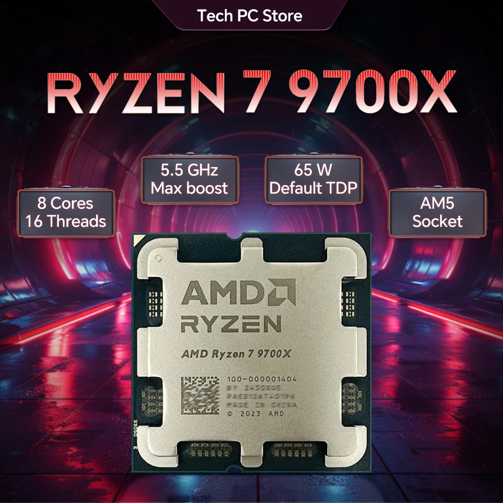 

NEW AMD Ryzen 7 9700X 65W 4NM L3=32M 3.8GHz 8-Core 16-Thread R7 9700X Gaming Processor DDR5 Socket AM5 But No Fan