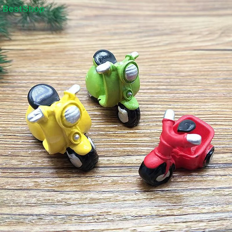 ♬Resin Mini Scooter Figurines,Miniature Motorcycle Ornaments for Fairy Garden & Dollhouse Decor