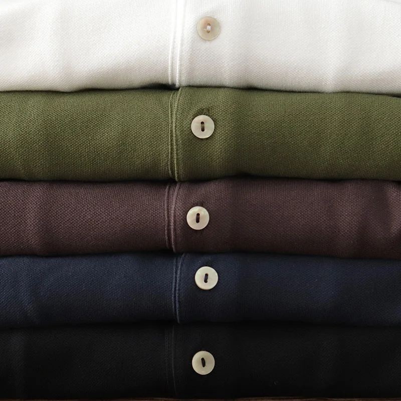 

Long Sve Pure Cotton irt Мужская повседневная одежда с отложным воротником в американском стиле ретро Waed Me Youth Faion Urban Sle Осень