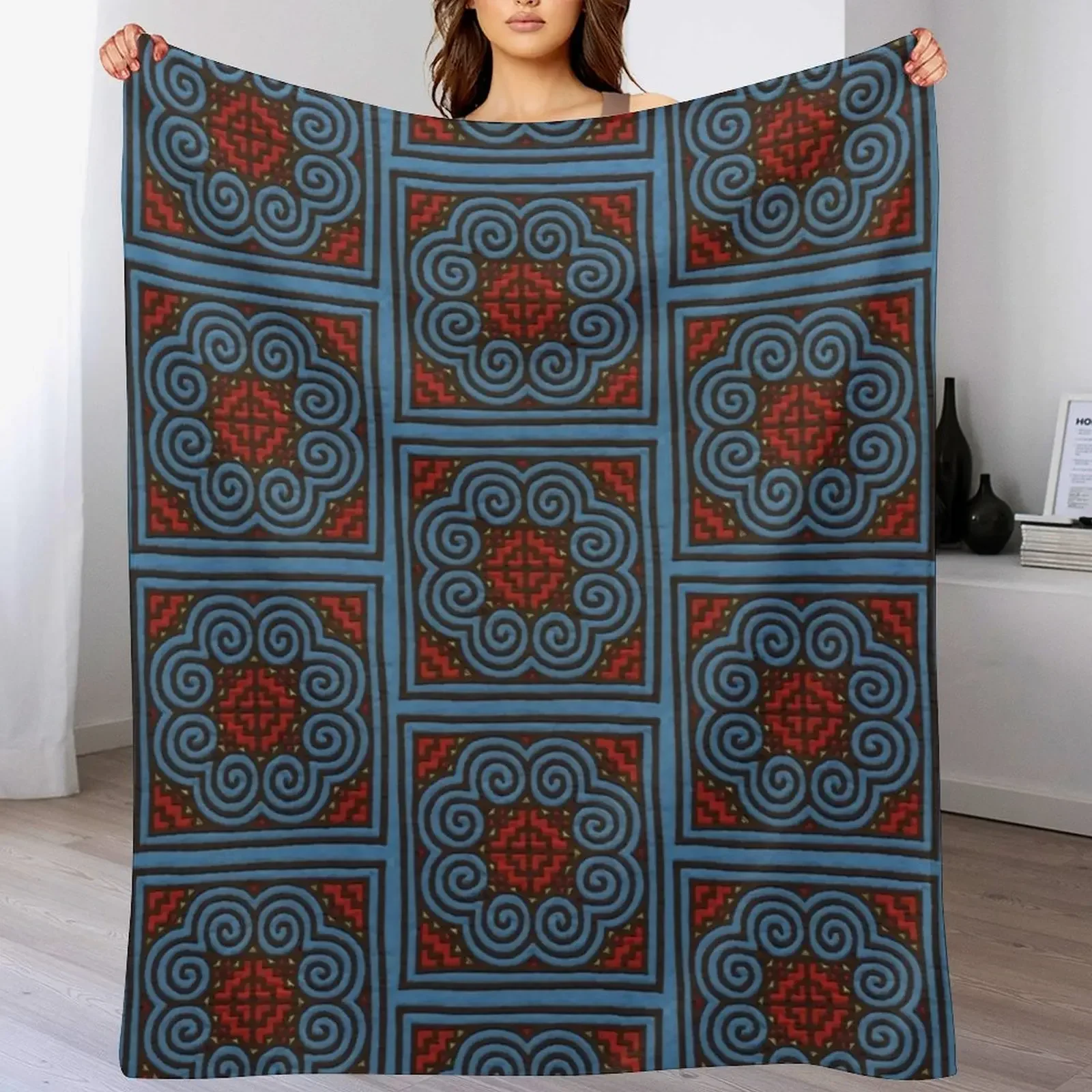 Hmong Elephant Foot Pattern Throw Blanket Personalized Gift Soft Plush Plaid halloween Sofa Quilt Blankets