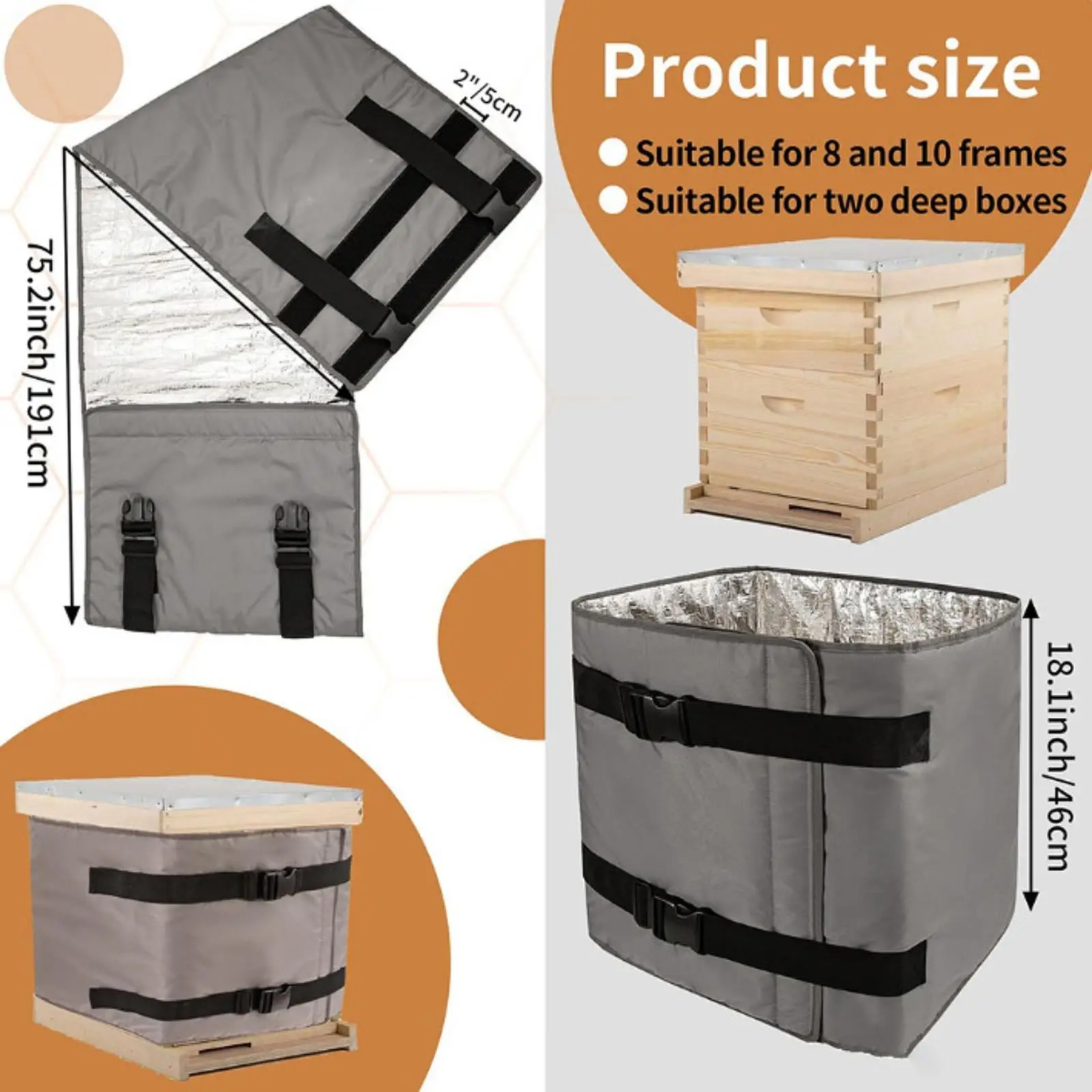 Beehive Winter Wrap Reusable Waterproof Insulation Cover Cold Weather Shield for Outdoor Bee Keeping