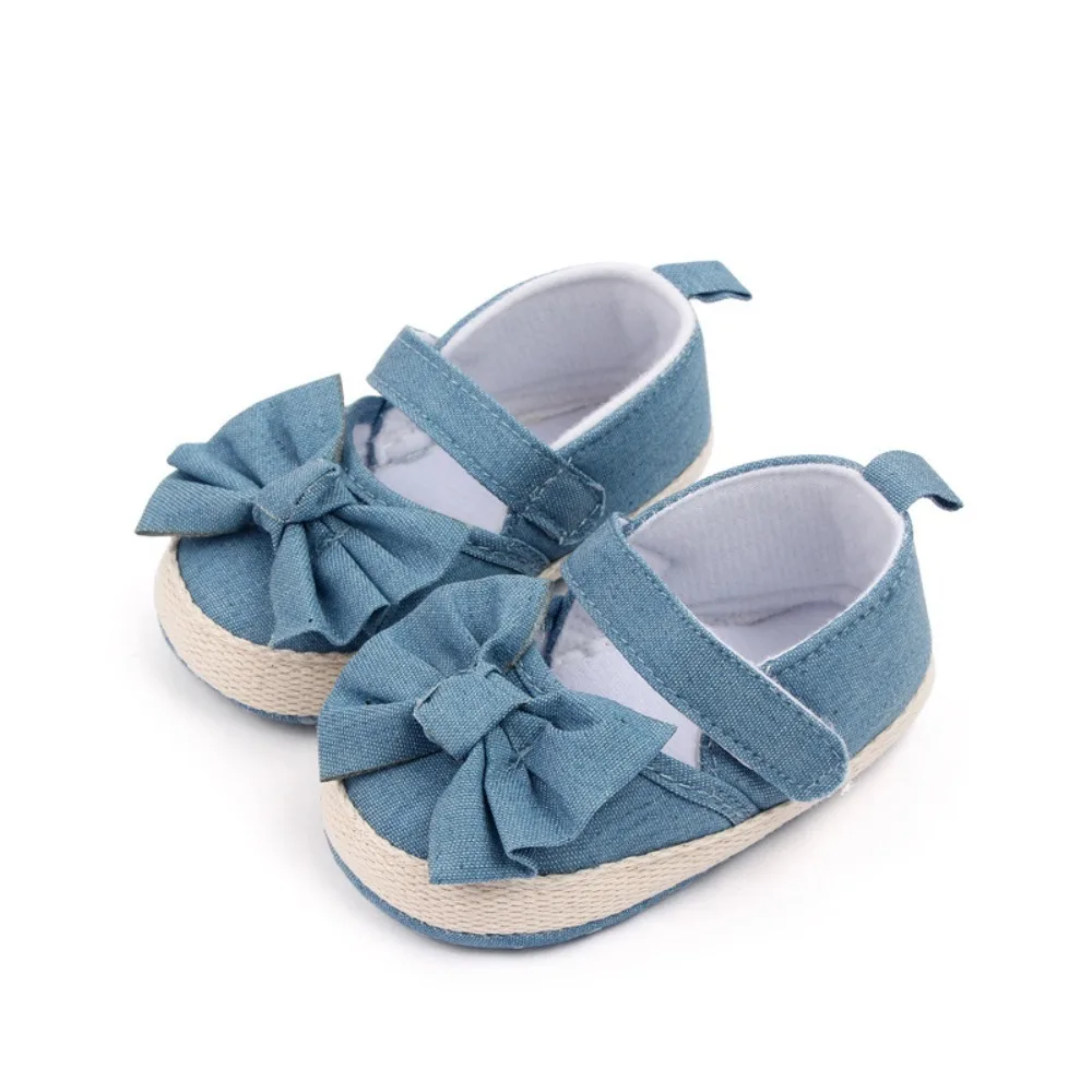 1 Paar 0-18 Maanden Nieuwe Baby Meisje Strik Canvas Schoenen Zachte Bodem Anti Slip Baby Meisjes Schoenen Lichtgewicht Ondiepe Mond