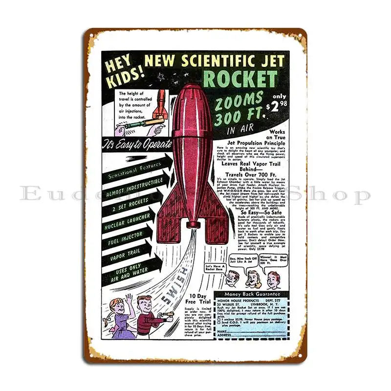 Jet Rocket Metal Sign Wall Decor Designer Retro Kitchen Garage Tin Sign Poster