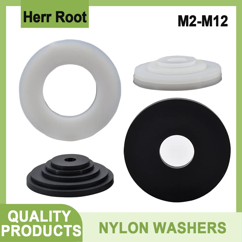M2.5 m3 m2.5 m3 m4 m5 m6 m8 m10 m12 מנקי ניילון בידוד פלסטיק חותמות חותמות שחור לבן 50 יח 'עגול מתגלגל ניילון