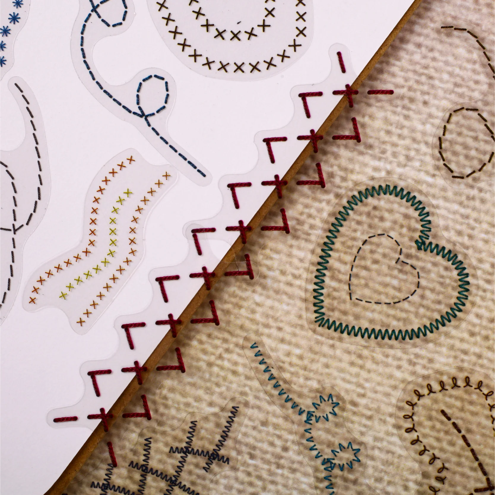 Funny Geometric Interweaving Sewing Vintage Lines Border Landscape PET Sticker Creative DIY Journal Material Collage Stationery