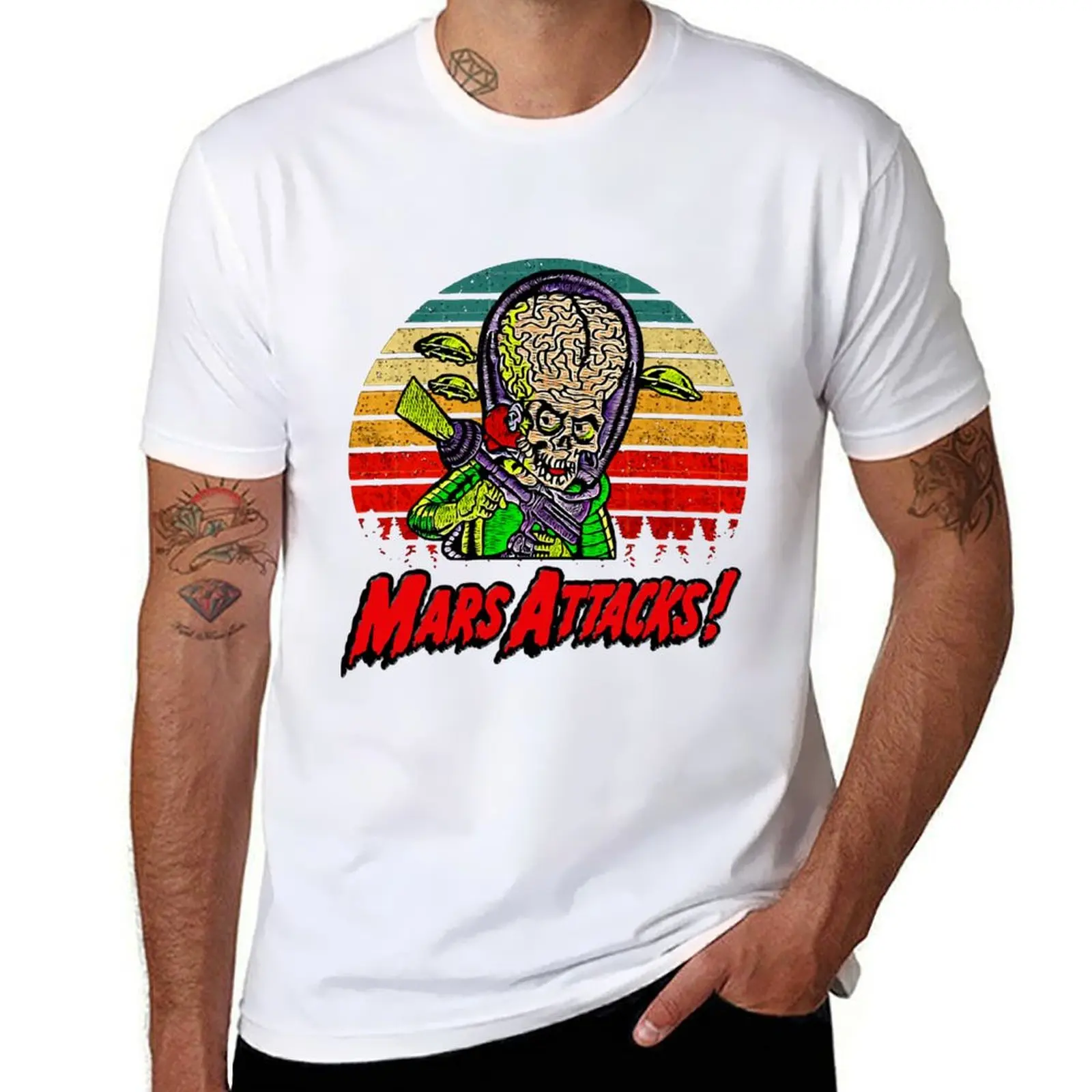 

retro skull mars art attacks gift for fans T-Shirt T-Shirt t shirts for man pack cotton t shirt custom print T-Shirt