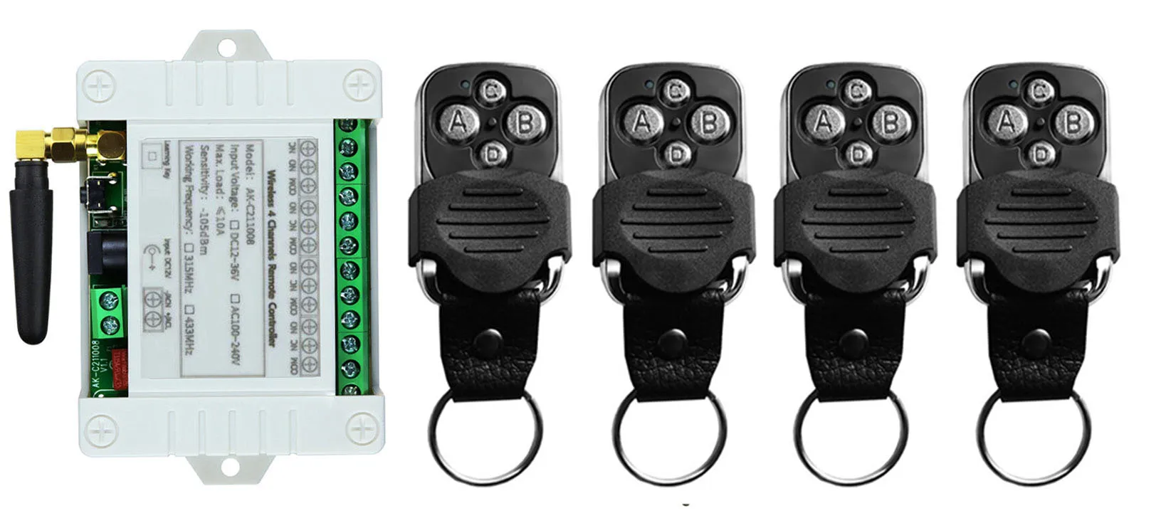 Universal Drahtlose Fernbedienung Schalter 433MHz DC12V 24V 36V 4CH Relais Empfänger Rf Sender Für Garage/Tor/motor/Licht/Lampe