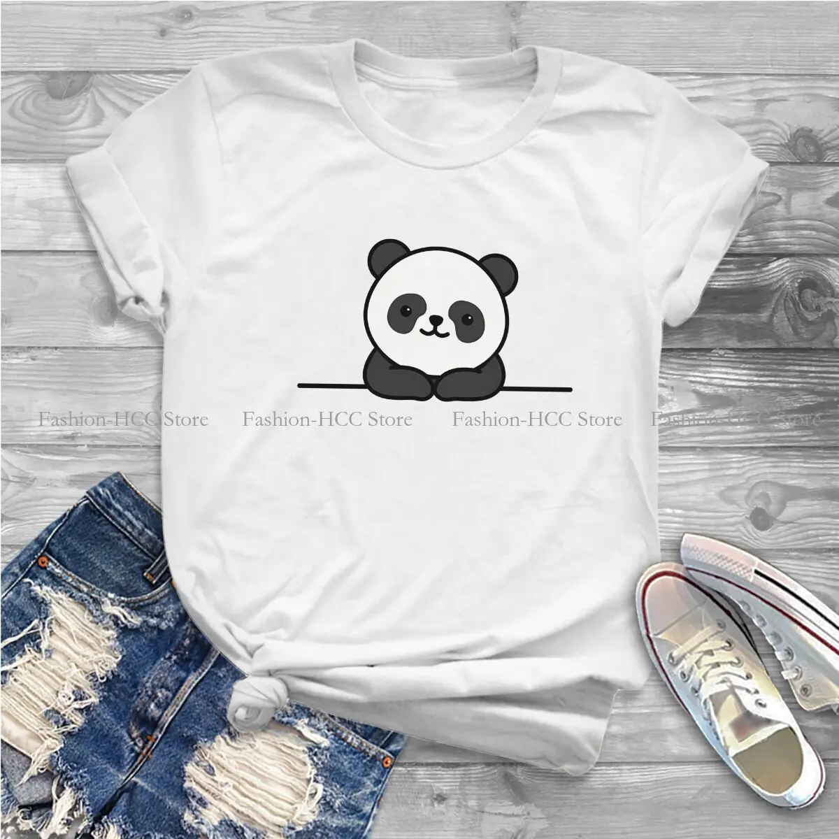 CUTE Casual Polyester TShirt Cute Panda Animal Creative Streetwear Leisure T Shirt Female Short Sleeve