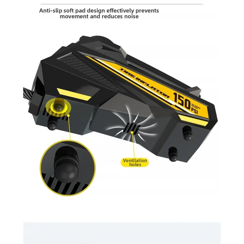 

LED Inflation Pump Car Tire Inflator 20.0*6.5*13.8cm 12V Digital Tire Inflator Compressors 150 PSI Maximum Pressure