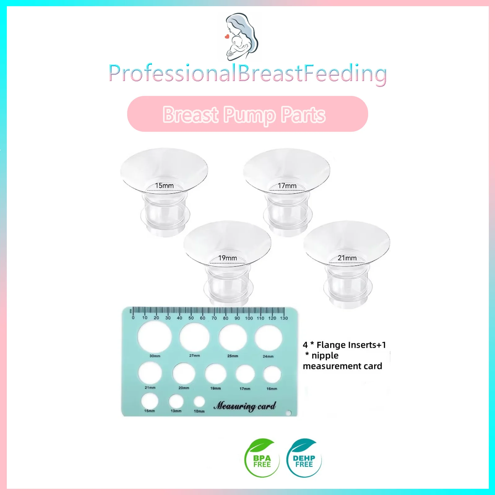 5pcs/set Flange Inserts 15/17/19/21mm Compatible with TSRETE Medela Momcozy S9/S9Pro/S12/S12Pro Wearable Breast Pump