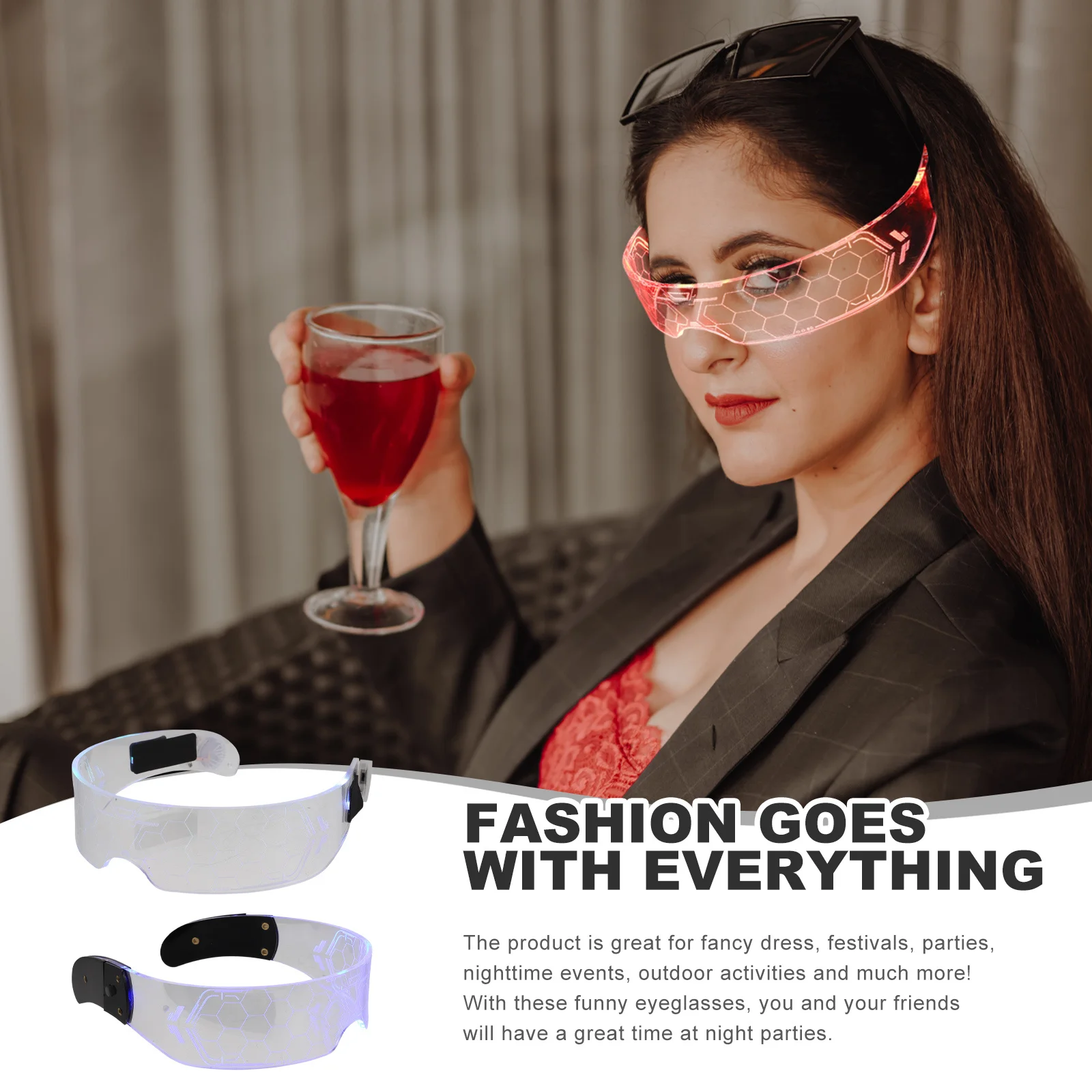 

2pcs Led Luminous Glasses For Party Eyeglasses Dancing Props Club Supply Halloween Night Events Outdoor Activities Fashionable