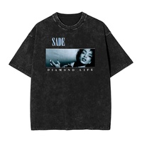 Saded Diamond Life Washed T-Shirt Men Vintage Music Y2K Simple T Shirts Beach Round Neck Hip Hop Tee Shirt Oversized Clothing