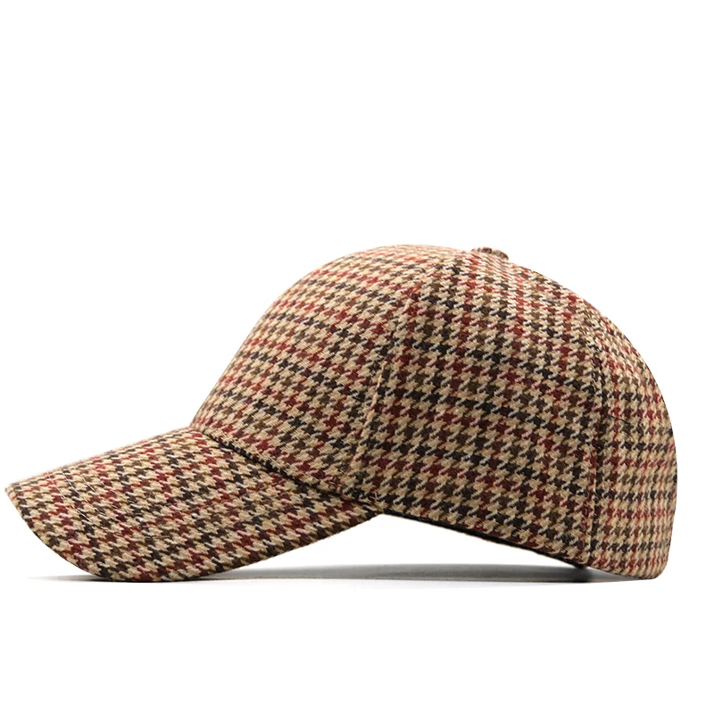 Brown Houndstooth Baseball Caps For Men Summer British Style Plaid Women Cap Brand Bone Trucker Hat Casquette Homme